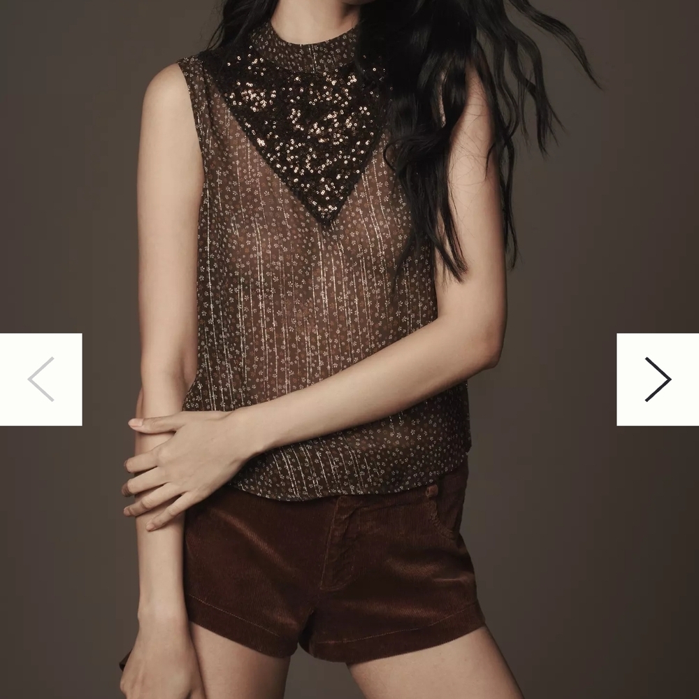 Anthropologie Black Sleeveless Embellished Tank Top